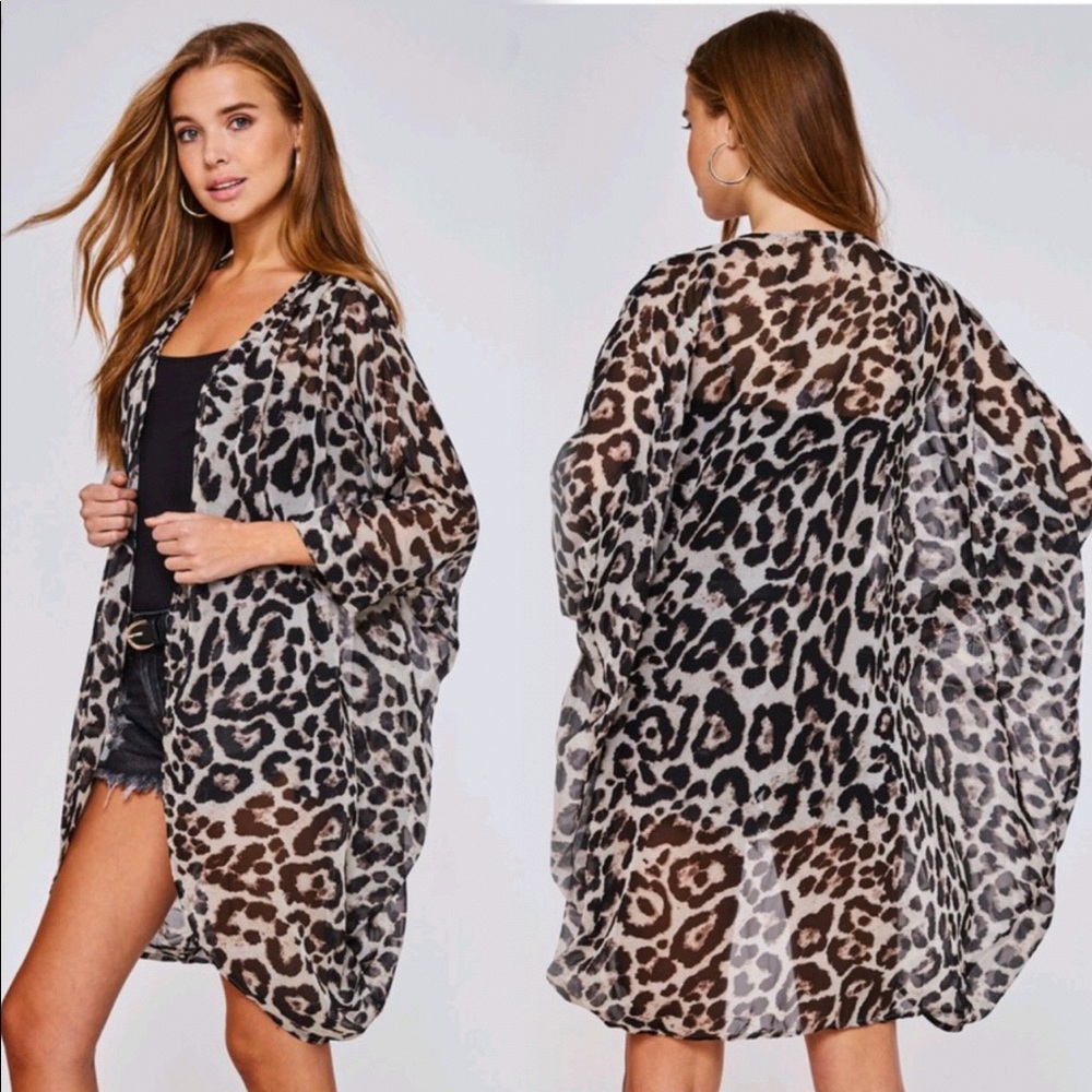 Last 1 New Cozy Chic Leopard Kimono Cardigan - Picture 2 of 7